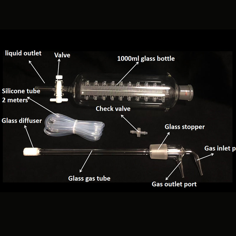 New 1000ml Pure Glass Flask Bottle Kit With Support Frame For Ozone Saline Ozone Water Therapy