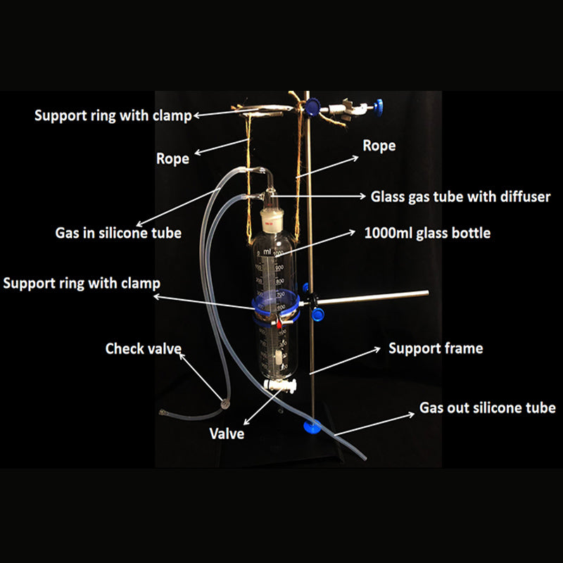 New 1000ml Pure Glass Flask Bottle Kit With Support Frame For Ozone Saline Ozone Water Therapy